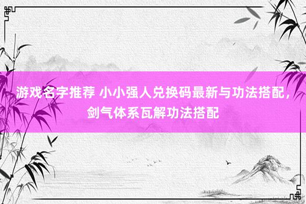 游戏名字推荐 小小强人兑换码最新与功法搭配，剑气体系瓦解功法搭配