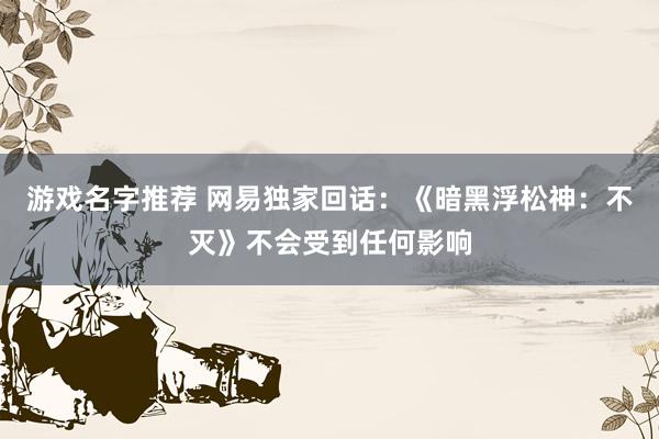 游戏名字推荐 网易独家回话：《暗黑浮松神：不灭》不会受到任何影响