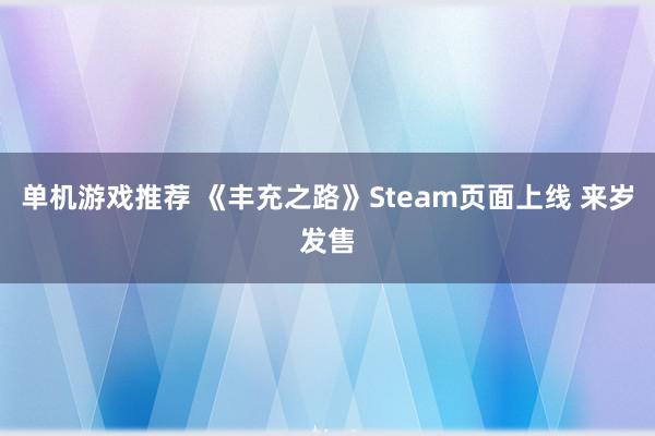 单机游戏推荐 《丰充之路》Steam页面上线 来岁发售